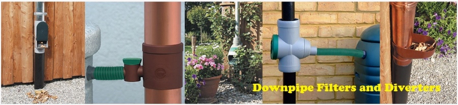 Downpipe filters and diverters to water butts